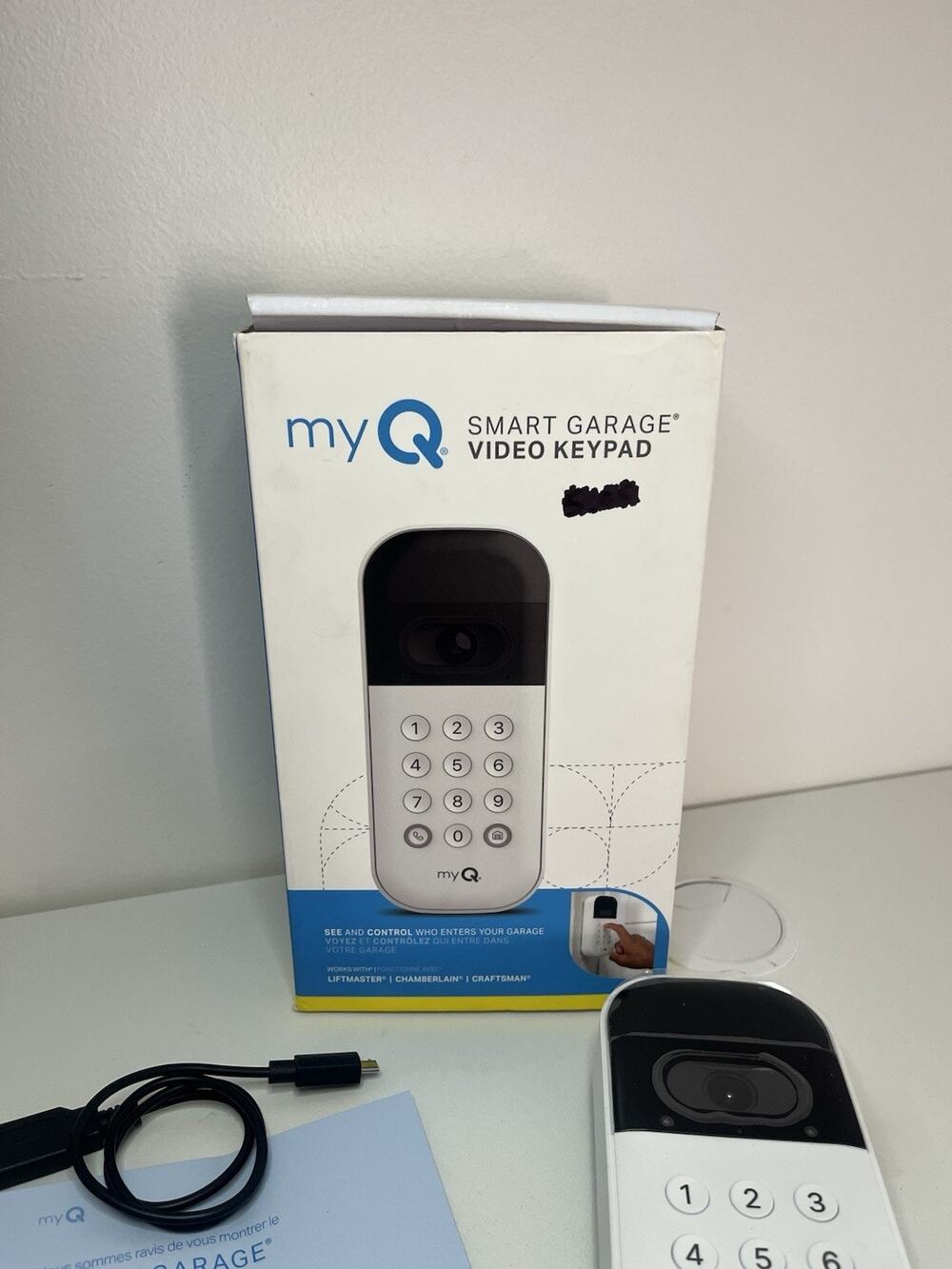myQ Smart Garage Door Video Keypad with Wide Angle Camera White PIN Control